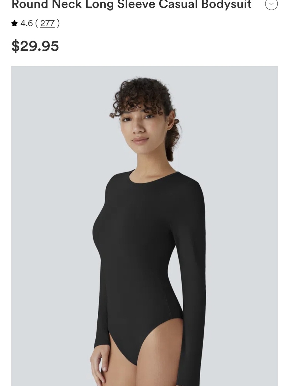 HALARA Black Long Sleeve Round Neck Bodysuit